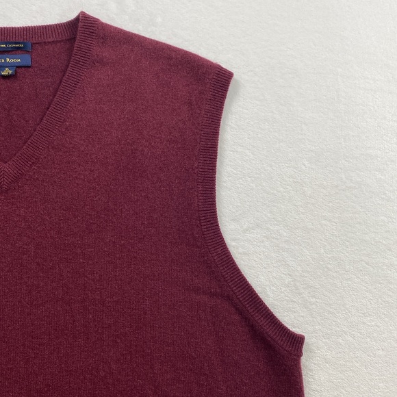 Club Room Fine Cashmere Knit V Neck Pullover Sweater Vest (Burgundy) - Picture 8 of 16